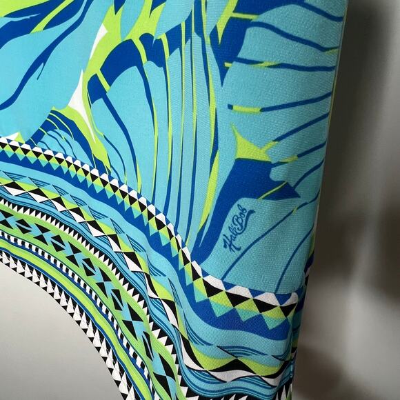 Hale Bob Turquoise & Green Palm Mini Dress Size Small - Picture 6 of 8